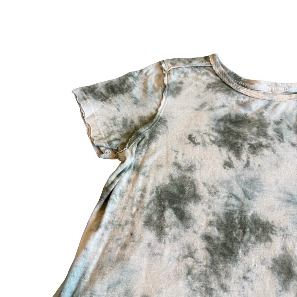 We The Free Riptide Tie Dye T-Shirt Short Sleeve Moss Green Cotton Linen Small - Picture 4 of 12